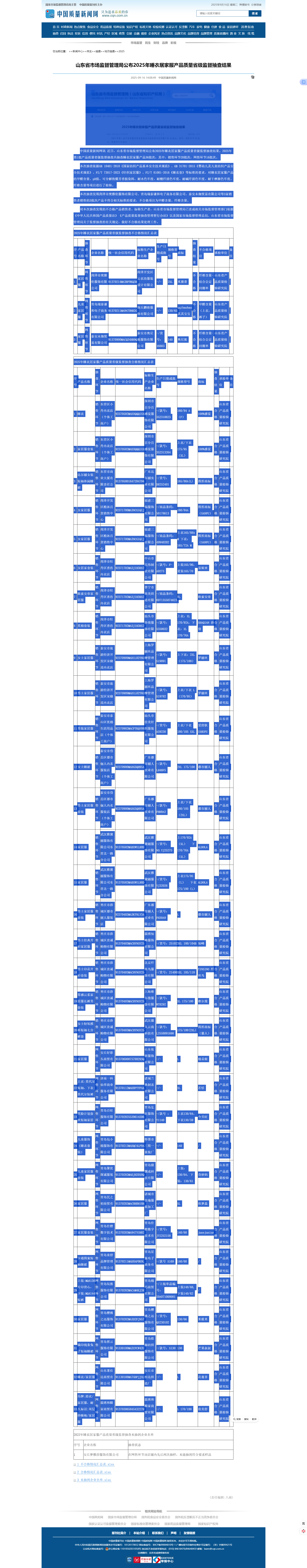 菏澤開發(fā)區(qū)云衣坊服裝設(shè)計(jì)有限公司生產(chǎn)的家居服抽檢不合格